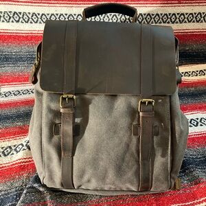 Rugged Gray and Brown Men's Backpack